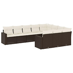 Maison Chic Salon de jardin 10 pcs avec coussins, Ensemble Tables et chaises d'extérieur marron résine tressée -GKD323377