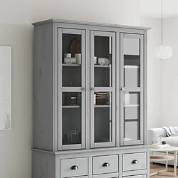 vidaXL Armoire avec portes vitrées BODO gris bois de pin massif