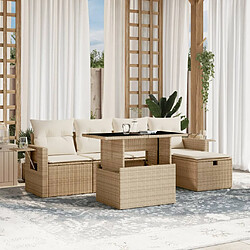 vidaXL Salon de jardin avec coussins 6 pcs beige résine tressée