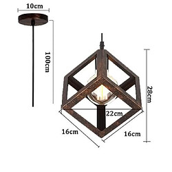 Acheter Stoex Suspension Luminaire Design Cube Métal Industriel Lustre Intérieur Salle à Manger E27 Rouille