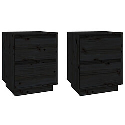 vidaXL Tables de chevet 2 pcs Noir 40x35x50 cm Bois de pin solide