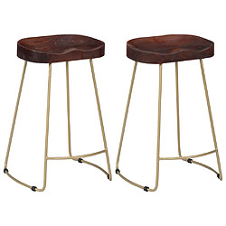 vidaXL Tabourets de bar Gavin lot de 2 bois de manguier massif 