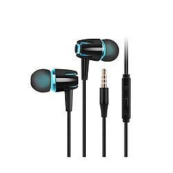 LUUCOZK Écouteurs intra-auriculaires légers Écouteurs filaires à réduction de bruit confortables pour le sport-Bleu et noir 