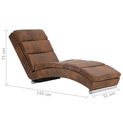 vidaXL Chaise longue Marron Similicuir daim pas cher