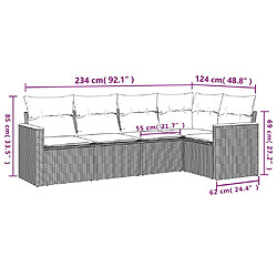 Avis vidaXL Salon de jardin avec coussins 5 pcs beige résine tressée