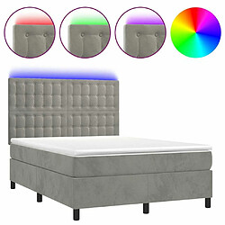 Sommier à lattes,Cadre à lattes de lit pour Adulte matelas et LED Gris clair 140x190 cm -MN67541