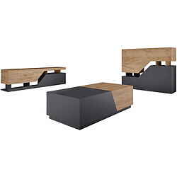 palozi home Ensemble de salon Ceelias - Buffet haut + table basse + meuble tv - Noir/Marron 