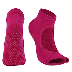 Chaussettes De Yoga Pour Femmes En Gymnase De Sport, Chaussettes Antidérapantes, Demi-embout Collant, Rose, Rouge