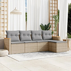 vidaXL Salon de jardin avec coussins 5 pcs beige résine tressée