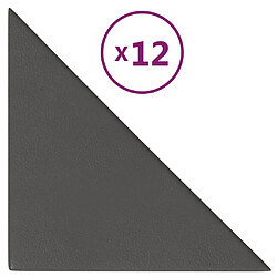 vidaXL Panneaux muraux 12 pcs Gris 30x30 cm Similicuir 0,54 m²