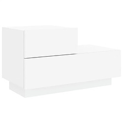 Maison Chic Table de chevet,Table de nuit,Table d'appoint pour salon avec lumières LED blanc 70x36x40,5 cm -MN60181 pas cher