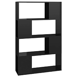 vidaXL Bibliothèque/Séparateur de pièce Noir brillant 80x24x124,5 cm