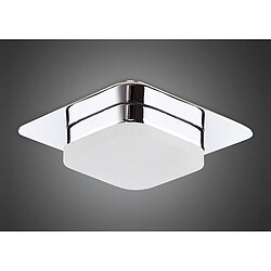 Luminaire Center Plafonnier encastrable Marcel Ampoules 5W LED carré 3000K IP44, 450lm, chrome poli/acrylique givré