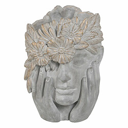 BigBuy Garden Cache-pot Gris Ciment Visage 27 x 22 x 31 cm 