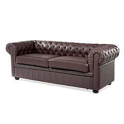 Acheter Beliani Canapé 3 places en cuir marron CHESTERFIELD