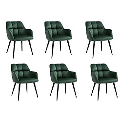 Lot de 6 chaises avec accoudoirs - Velours et métal - Vert - PEGA de PASCAL MORABITO