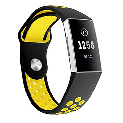 Wewoo Bracelet bicolore en silicone avec trou rond pour pour Fitbit Charge 3, taille de la dragonne: 130-195mm (Jaune) 