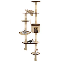 vidaXL Arbre à chat en sisal Montage mural 194 cm Beige et marron