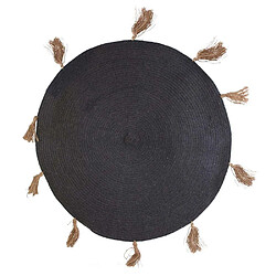 The Home Deco Factory Tapis rond en coton pompons 90 cm Anthracite. Tapis rond en coton pompons 90 cm Anthracite