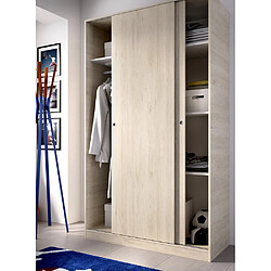 Acheter Pegane Armoire à portes coulissantes coloris naturel - Longueur 120 x Profondeur 50 x Hauteur 204 cm