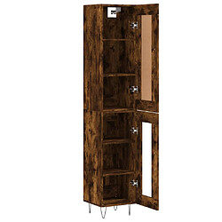 Avis vidaXL Buffet haut Chêne fumé 34,5x34x180 cm Bois d'ingénierie