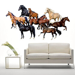 Avis 70x50cm 9pcs pvc cheval autocollants muraux autocollants mural décoration murale artistique