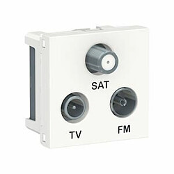 prise télévision - tv + fm + sat - 2 modules - blanc - schneider electric nu345018 