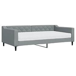 Maison Chic Lit d'appoint avec matelas | Lit de jour | Lit de repos gris clair 100x200 cm tissu -GKD83973