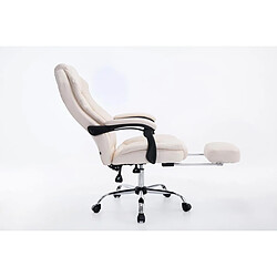 Acheter Decoshop26 Fauteuil de bureau ergonomique en synthétique crème avec repose-pieds et accoudoirs BUR10377