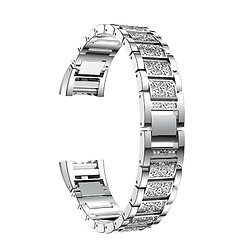 Avis Wewoo Bracelet pour montre connectée en acier inoxydable serti de diamants Fitbit Charge 2 argent