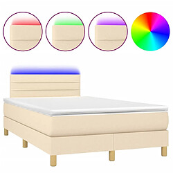 Maison Chic Lit adulte- Lit + matelas + LED,Sommier à lattes de lit matelas et LED crème 120x190 cm tissu -GKD10360