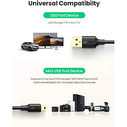 UGREEN Câble Mini USB Câble USB 2.0 Type A vers Mini B Charge et Sync Compatible avec Manette PS3 GoPro Hero 4 Black Canon EOS 700D Nikon D3100 Appareil Photo Disque Dur Lecteur MP3 (3m) 