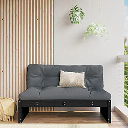 Maison Chic Canapé central de jardin | Canapé Sofa d'extérieur | Fauteuil terrasse noir 120x80 cm bois de pin massif -MN83325