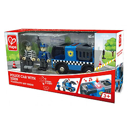 Voiture de police Hape avec sirène | Ensemble de jeu 3 pièces Cops & Robbers avec figurines d'action multicolore, L : 3,7, l : 2, H : 1,4 pouces