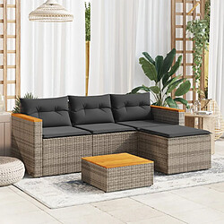 vidaXL Salon de jardin avec coussins 3 pcs gris résine tressée