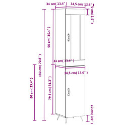 vidaXL Buffet haut Gris béton 34,5x34x180 cm Bois d'ingénierie pas cher