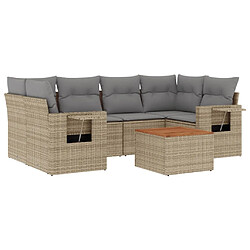 vidaXL Salon de jardin avec coussins 7 pcs beige résine tressée