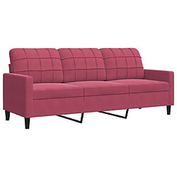 vidaXL Canapé à 3 places Rouge bordeaux 180 cm Velours