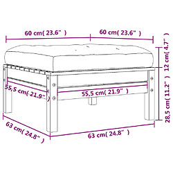 vidaXL Repose-pieds de jardin avec coussins lot de 2 bois pin imprégné pas cher