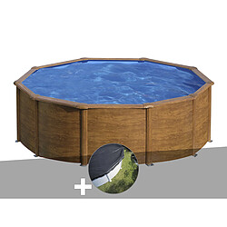 Kit piscine acier aspect bois Gré Pacific ronde 4,80 x 1,22 m + Bâche d'hivernage