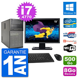 PC Tour Dell 7020 Ecran 19" Intel i7-4770 RAM 8Go Disque 500Go Windows 10 Wifi · Occasion 