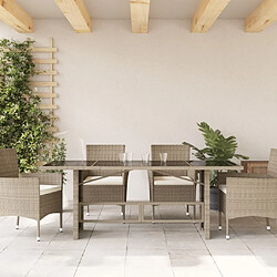 Avis Maison Chic Table de jardin | Table d'extérieur dessus en verre gris clair 190x80x74 cm -GKD57354