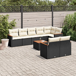 Maison Chic Ensemble Tables et chaises d'extérieur 9 pcs avec coussins,Salon de jardin noir résine tressée -GKD298937