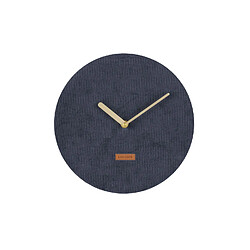 Karlsson Horloge murale en velours côtelé Corduroy - Diam. 25 cm - Bleu foncé