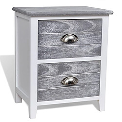 Avis Helloshop26 Table de nuit chevet commode armoire meuble chambre 2 pcs avec 2 tiroirs gris et blanc 1402170