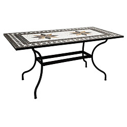 Table de repas en mosaique coloris noir - L. 160 x l. 90 x H. 75 cm -PEGANE-