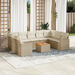 Maison Chic Salon de jardin avec coussins 10 pcs | Ensemble de Table et chaises | Mobilier d'Extérieur beige résine tressée -GKD44989