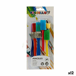 Pincello Pinceaux Multicouleur Lot Éponge Poil Fer blanc Plastique (12 Unités)