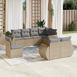 Maison Chic Salon de jardin avec coussins 8 pcs | Ensemble de Table et chaises | Mobilier d'Extérieur beige résine tressée -GKD34587