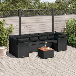 vidaXL Salon de jardin 8 pcs avec coussins noir résine tressée 